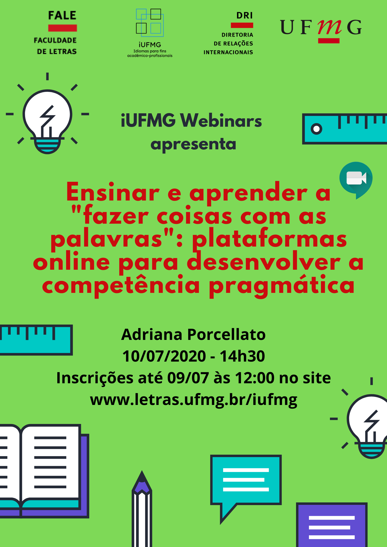 Faculdade de Letras da UFMG - Núcleo de Linguística Computacional da FALE  convida para o próximo encontro da série ''Um convite para a linguística  computacional'', 24/05